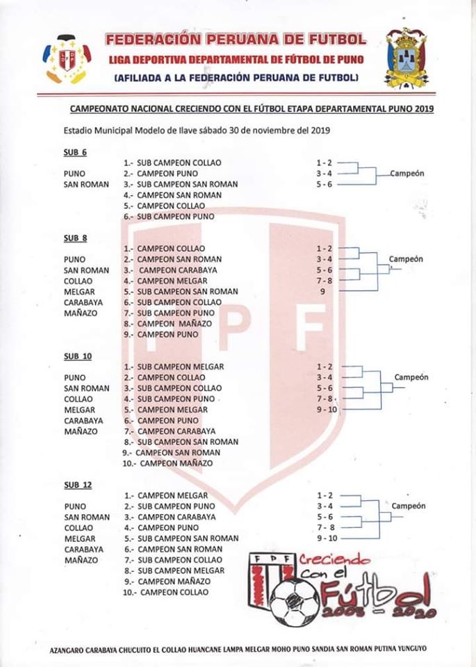 FIXTURE DE CRECIENDO CON EL FUTBOL - ETAPA DEPARTAMENTAL